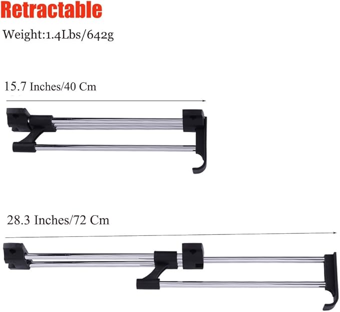 Heavy Duty Retractable Closet Pull Out Rod Wardrobe Clothes Hanger Rail Towel Ideal for Closet Polished (40cm/ 15.7 Inches)