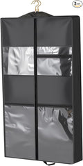 Gusseted Garment Bags for Hanging Clothes Suit Bags for Open Closet Storage, Side Clear Clothing Cover for Coat, Dress, Jacket, Shirt, Fur Wardrobe Protector, (black, SU53 inch)