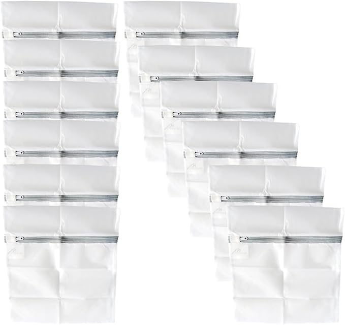 MABUA 12 Pcs Mesh Laundry Bags 12inches by 12inches with Zipper for Delicates, Mesh Washer, Travel Storage Organize Bags for Lingerie, Bra and Underwear Delicate Laundry Bag with Net Fabric