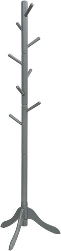 Tangkula Wooden Tree Coat Rack Freestanding, Entryway Coat Stand with 8 Hooks, Height Adjustable Coat Tree, Coat Hanger Stand for Home Office Hall Entryway