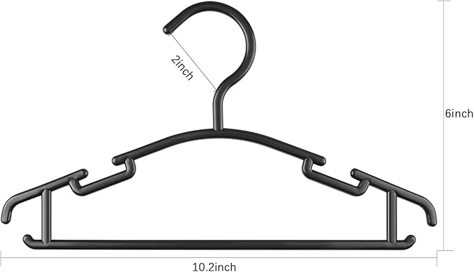 GoodtoU Black Kids Hangers - 60 Pack Baby Hanger for Clothes Plastic Infant Hangers for Bulk Toddler Nursery Child Children 10.24 inch