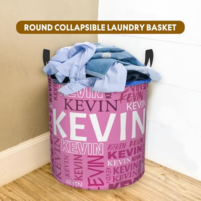Custom Name Laundry Hamper, Personalized Dirty Clothes Hamper with Name for Bathroom Bedrooms Clothes Storage Organizer, Personalized Gifts for Boys Girls Men Women