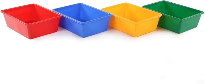 Humble Crew Toy Storage Bins for Kids, Set of 4, Primary Colors - Large, Sturdy, Colorful Plastic Storage Bins for Classroom, Playroom, Nursery and More - Premium Toddlers Toy Organizer