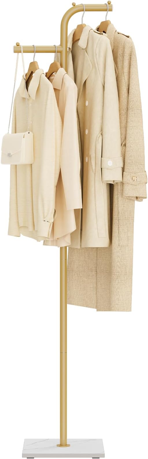 Coat Tree Freestanding, Modern Sturdy Clothes Hanger with Rock Slab Base, Heavy-duty Metal Hat Rack for Boutiques, Hallway, Entryway, 68.9 Inches High, Gold, GYJ012WJ