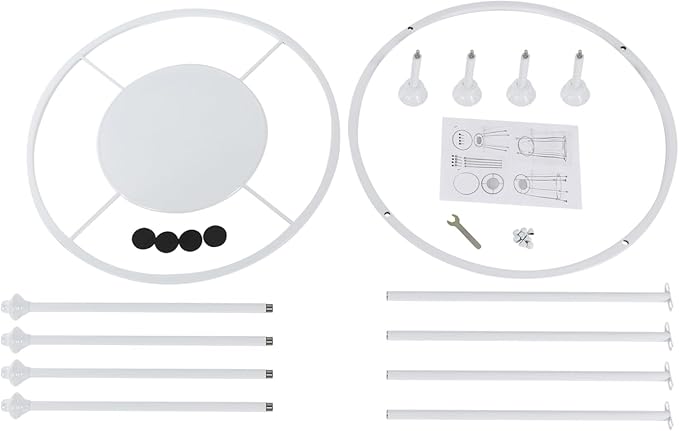 YIYIBYUS Round Garment Rack, Floor Standing Iron clothes Hanging Rack with Topper, Suitable for Large Shopping Malls Retail, Clothes Boutique Display Laundry Rooms (White)