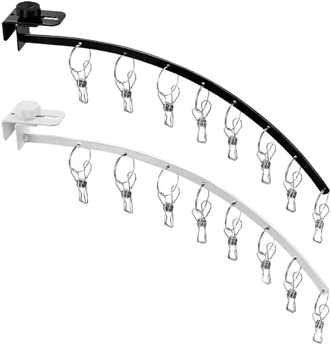 Clothes Hangers with Clips Stainless Steel Balcony Drying Rack Organizer Rack for Drying Socks Bras UnderwearsClothes Hats Scarfs Towels Pants and Gloves Pack of 2