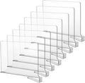 LikeU 8 PCS Acrylic Shelf Dividers for Closets,Wood Shelf Dividers,Clear Shelf Separators,Perfect for Clothes Organizer and Bedroom Kitchen Cabinets Shelf Storage and Organization