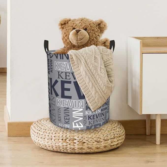 Custom Name Laundry Hamper, Personalized Dirty Clothes Hamper with Name for Bathroom Bedrooms Clothes Storage Organizer, Personalized Gifts for Boys Girls Men Women