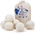 Wool Dryer Balls, New Zealand Dryer Balls Laundry Reusable Reduce Static Cling, Dryer Ball to Reduce Wrinkles & Shorten Drying Time, Drying Balls for Laundry(Pack of 6) (White)