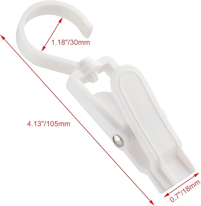 20 PCS Laundry Hooks Clip, Plastic Clothes Pins, Super Strong Hanger Clips, Swivel Hooks Clip for Clothing Store Home Office & Workshop, White