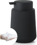Striped Foaming Hand Soap Dispenser with Leak-Proof Pump for Bathroom and Kitchen Countertop 11oz Black