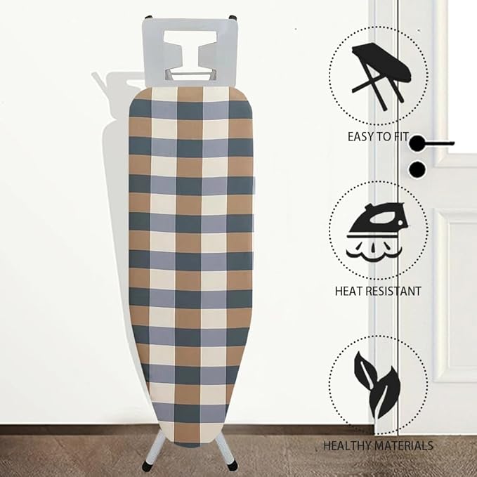 Cotton Ironing Board Cover,35x12in 39x13in 43x13in 47x15in Ironing Board Cover and Pad Standard Size Homes Iron Board Cover Ironing Cover and Pad(Blue,47x15in)