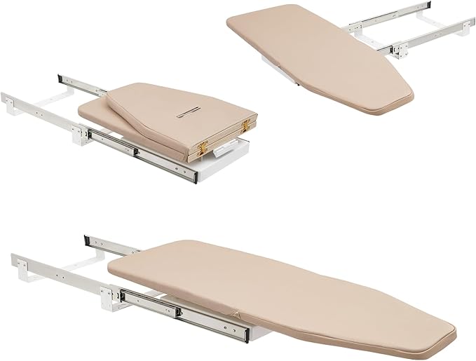 Retractable Ironing Board, 180° Rotation Foldable Ironing Board Closet Sliding Out Swivel Iron Boards Mounted Pull Out Iron Folding Boards with Cloth Cover for Bedrooms Checkrooms Sewing Rooms