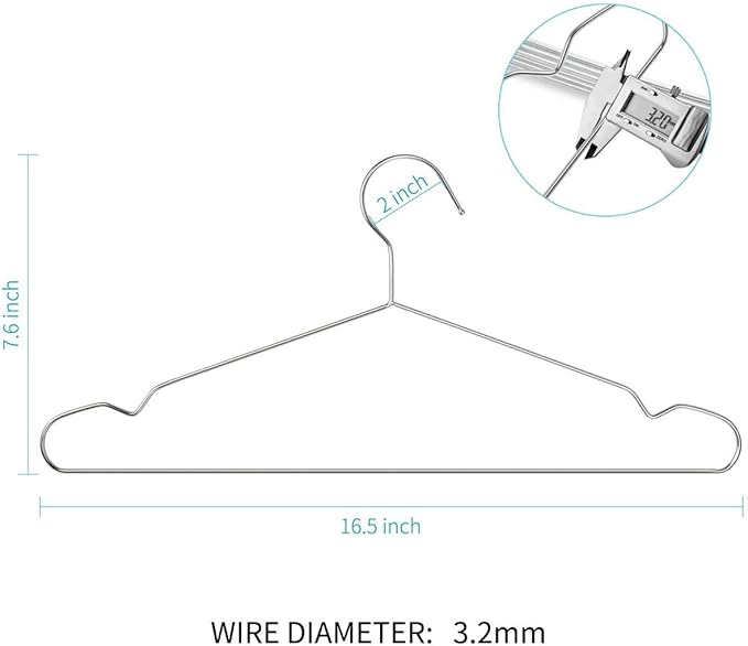 TIMMY Wire Hangers 30 Pack 16.5-Inch Stainless Steel Strong Metal Coat Hanger,Heavy-Duty, Non-Slip, Space-Saving Clothes Hangers