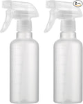 Leakproof Spray Bottles (2 Pack 10 oz), Adjustable Fine Mist & Jet Stream Nozzle, Premium BPA-Free Frosted Plastic Multi-Purpose for Hair, Plants, Cleaning (2 PACK CLEAR)