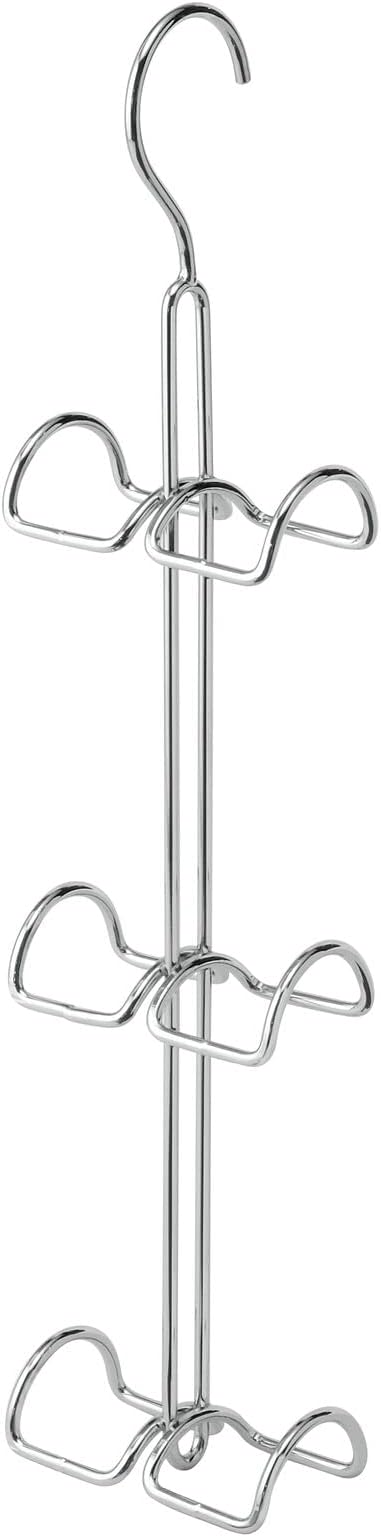 mDesign Metal Wire Over The Closet Rod Hanging Storage Organizer Hanger for Storing and Organizing Purses, Backpacks, Satchels, Crossovers, Handbags - 2 Pack - Chrome