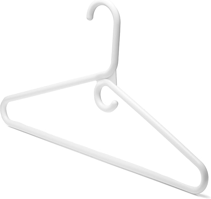 DEILSY™ White Heavy Duty Hangers with Hooks for Scarves & Belts – Thick and Strong Clothes Hangers for Shirts, Jackets, Pants, and Dresses – Space-Saving Plastic Hangers – Pack of 50