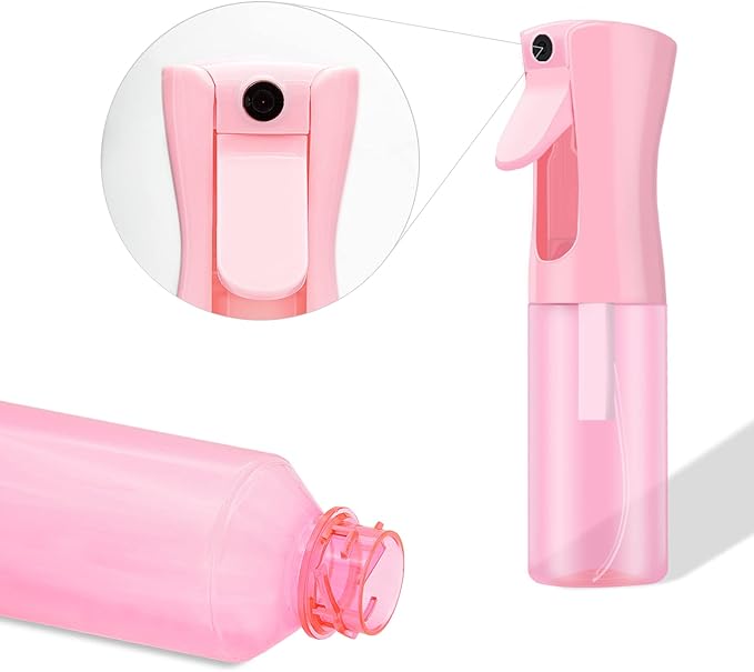 Empty Spray bottles, Continuous Spray Bottle for Hair, Spray Water Bottle Fine Mist Refillable, Skin Care, Showering Pets, Plants, travel, Ironing and Cleaning 6.8 Ounce (2 Pack, Pink)