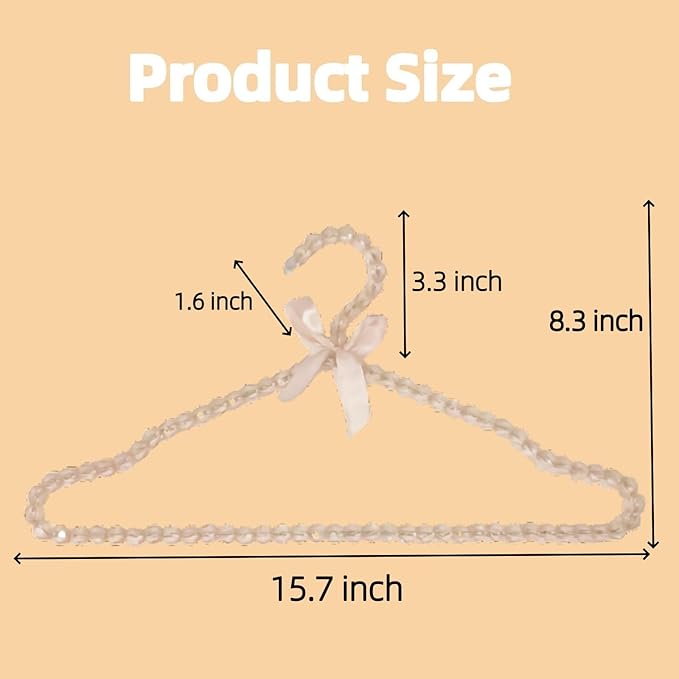 16 inch Pearl Hanger Cute Ribbon Bow Hanger Metal Elegant Clothes Hangers for Wedding Dress Photographing or Decorate Your Closet (5, Gold)
