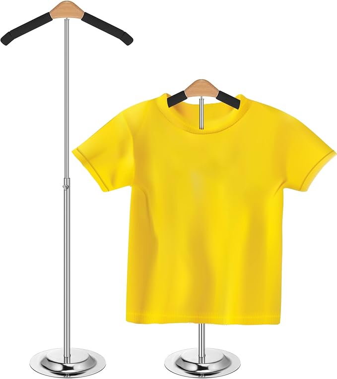 Sintuff Adjustable Child T Shirt Display Flexible Shoulder Stand Shirt Rack Portable Hanging Black Metal Clothes Hanger Rack for Clothing Garment Coat Retail Vendor, Height 16-27.9 Inch (1 Pcs)