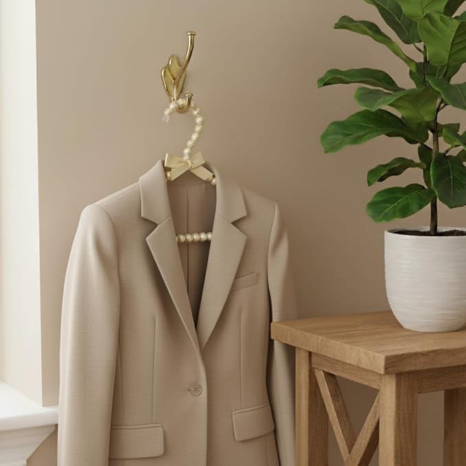 Concepts Premium Heavy Duty Pearl Hangers with Ribbon Trim for Wedding and Engagement Gowns - Slim Design Also Can Be Used for Suits and Shirts (Champagne 8 Pack)
