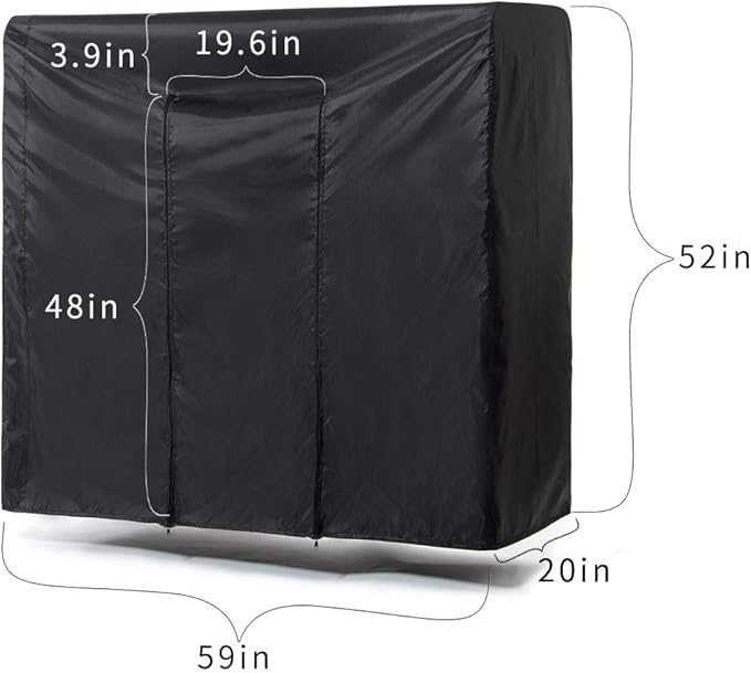 Garment Rack Cover 59" Clothes Rack Cover for Storage, Heavy Duty Dustproof Waterproof Clothes Closet Cover with 2 Full Strong Zipper, Wardrobe Rack Cover for Dance Costume, Dress, Suit（Only Cover）