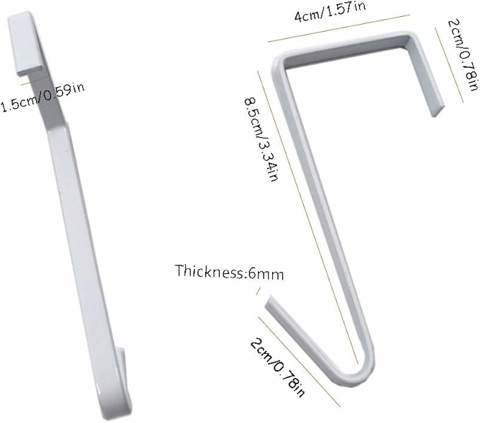 OJYUDD 12 Pack White Smart Over The Door Hook,2 Side Metal Z Hooks,S Hooks for Hanging Coats,Bags,Towels for Bathroom,Kitchen,Office