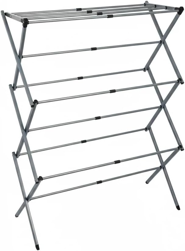 Drying Racks 3 Tier Expandable Clothes Airer Collapsible Clothes Drying Rack, Space-Saving Laundry, Hanging Clothes Indoors & Outdoors, Lightweight, Compact, Folds Away for Convenient Storage