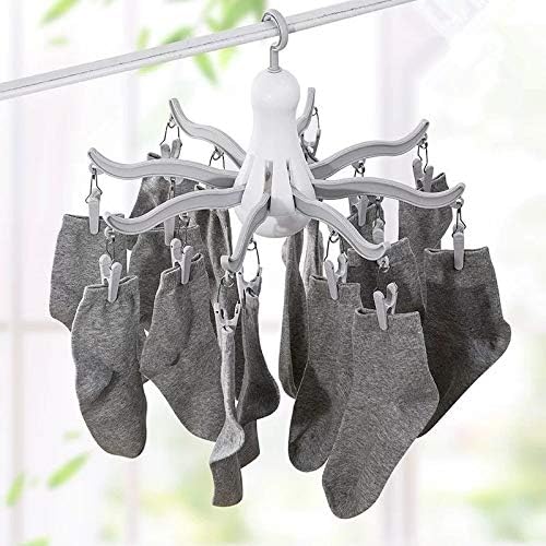 Foldable Clip and Drip Hanger/Hanging Drying Rack - 16 Clips Socks Drying Rack for Drying Underwear Clothes,Socks,Bras,Towel,Pants,Hat,Grey