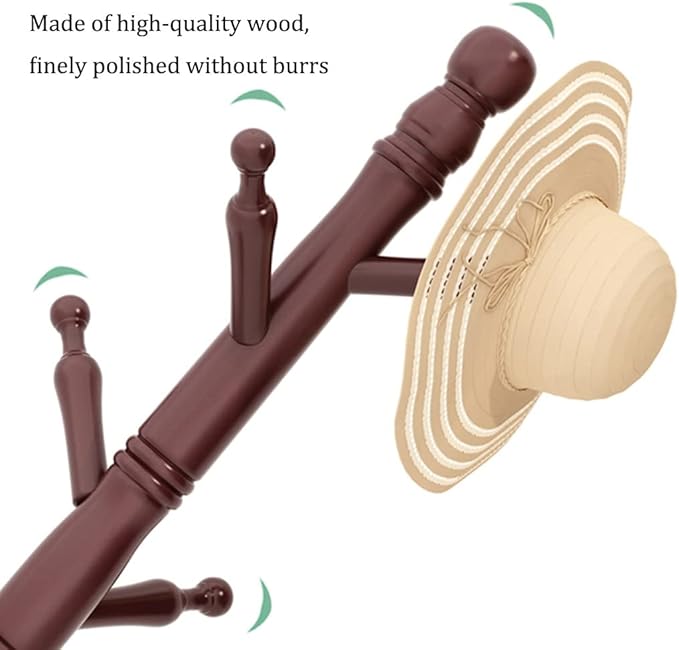 Wooden Tree Coat Rack Stand, 10 Hooks, 3 Adjustable Sizes Free Standing Coat Rack, Hallway/Entryway Coat Hanger Stand for Clothes, Suits, Accessories, Easy Assembly (Color : /Blue, Size : B)