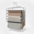 2-Pack Stainless Steel Pants Hangers, 5-Tier Space Saving Closet Organizer for Jeans, Trousers with Anti-Slip Swing Arms (2)