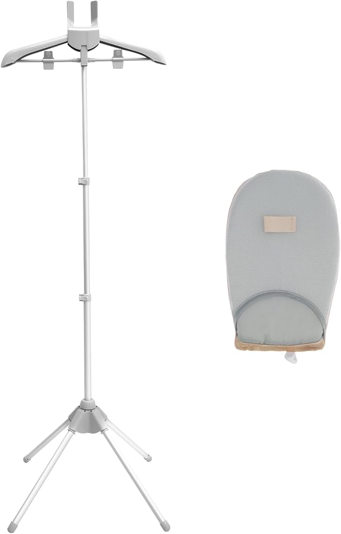 Garment Steamer Rack, Foldable Garment Steamer Stand, Garment Hanger Stand for Steaming Clothes, Steam Iron Stand, Handheld Clothes Steamer Holder, Clothes Hanger for Steam Ironing (Gray)