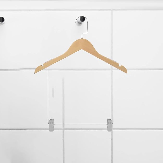 Premium Wooden Hangers for Suits and Pants with Adjustable Clips, for Man Clothes