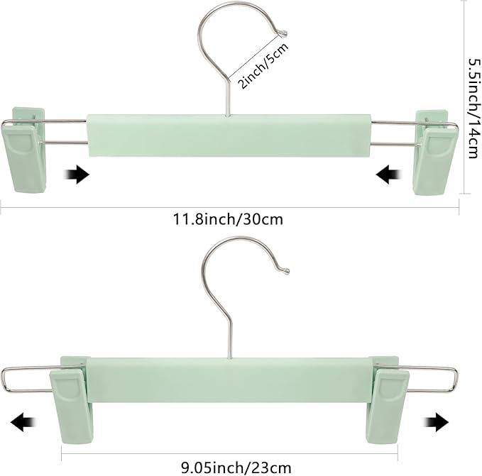 Pants Hangers with Clips Skirt Hangers for Women Plastic Clip Hanger for Pants Clothes Hanger (50pack, Green)