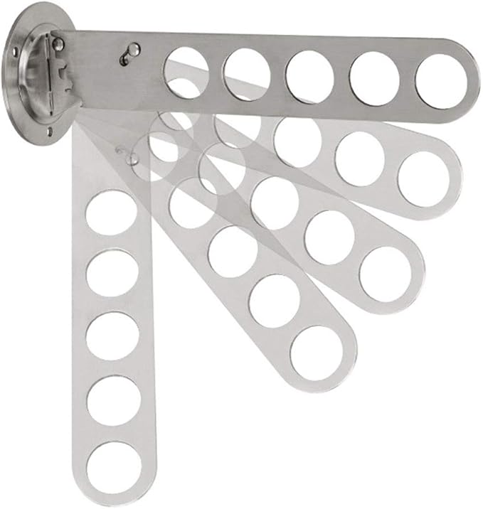Wall Mounted Drying Rack Clothing Foldable for Laundry Room with Swing Arm Holder, Aluminium Clothes Drying Organizer Rack Garment Hooks Space Saver Retractable Folding Indoor Wall Mounted Hanger