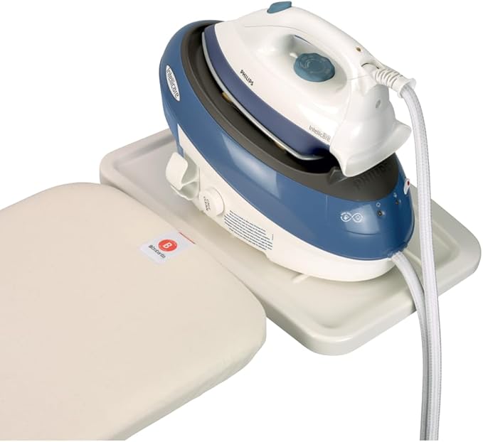 Brabantia - Ironing Board C - Extra Large Steam Iron Rest - Adjustable in Height - Non-Slip Rubber Feet - Triple Layer Cotton Cover - Foldable XL Unit - Bubbles - 124x45 cm