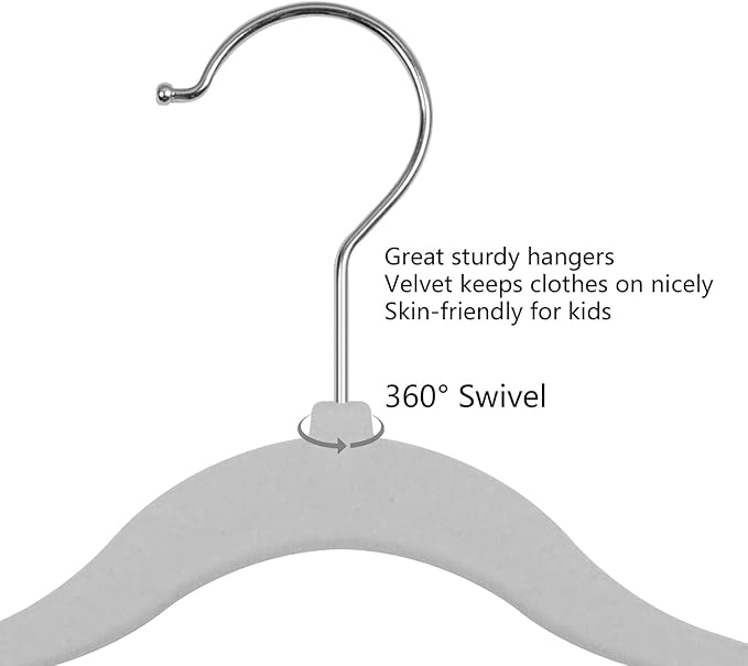 GoodtoU Kids Hangers Velvet 50 Pack 14" - kids Felt Hangers Non Slip Toddler Hanger Childrens Hanger for Kid