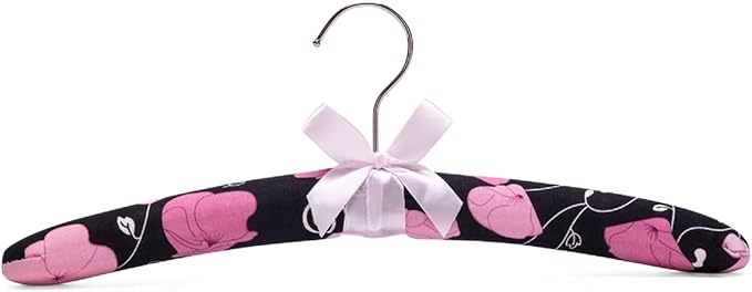 Anti-Slip Satin Padded Clothes Hangers with Rotatable Hooks No Shoulder Bump for Women Heavy Sweaters, Coats, Suits (1, Pink/Black)