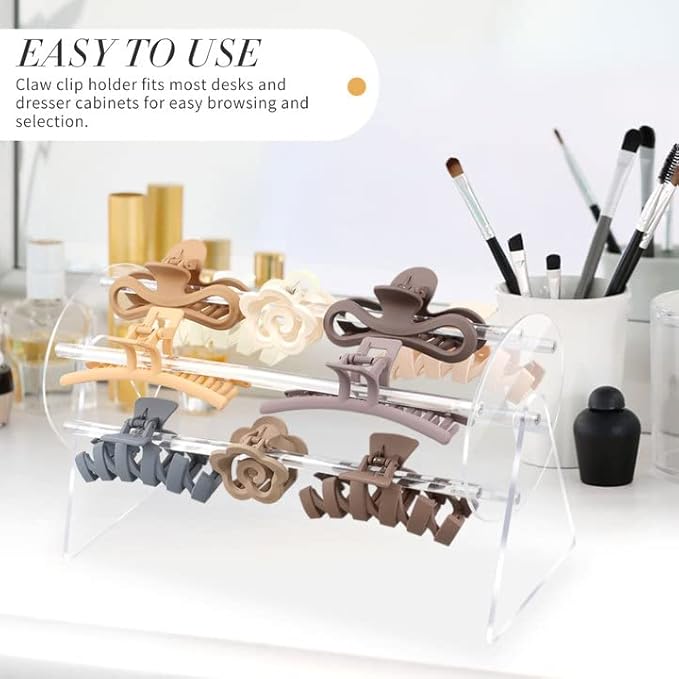 SNOWSTAR Acrylic Claw Clip Organizer Holder,360-Degree Rotating Claw Clip Holder and Storage,Hair Clip Organizer Display Clear Stand for Women and Girls