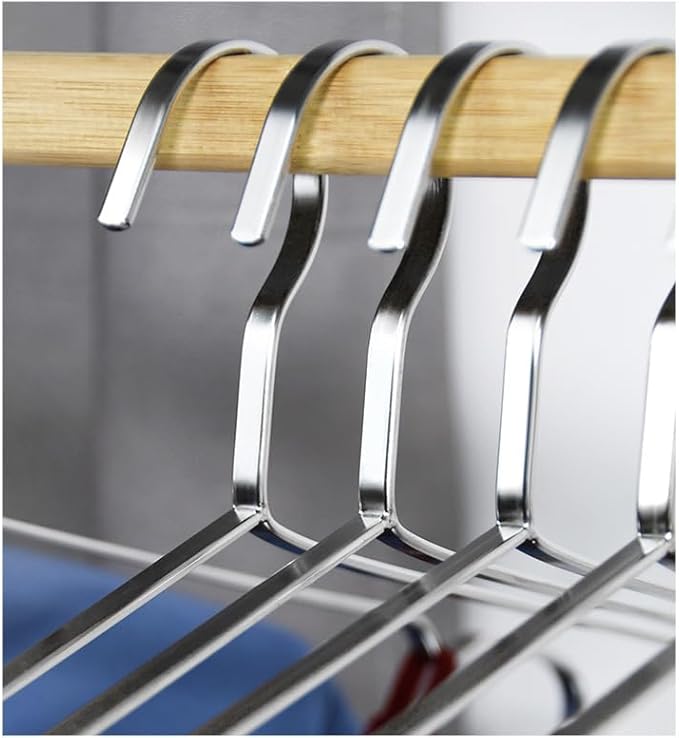 Koja Premium 16.5 inch 304 Stainless Steel 8.0mm Clothes and Coat Hangers, Heavy Duty Metal Hangers, Non-Slip, Space-Saving, Durable Closet Organizer for Shirts, Jackets, Suits, Pants 10-Pack