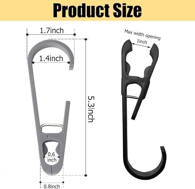 6Pcs Laundry Hooks with Clips Hanger Closet Organizer Clamps Hanging Socks Boot Bras Towels Shower Pegs for Bathroom Wardrobe Kitchen Office Holders Clothes Pins Heavy Duty Outdoor