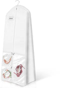 WSSROGY 72" Long Wedding Dress Garment Bag Cover for Gowns Women with 10'' Gusseted Dress Bags 4 Pocket (White 1 Pack)