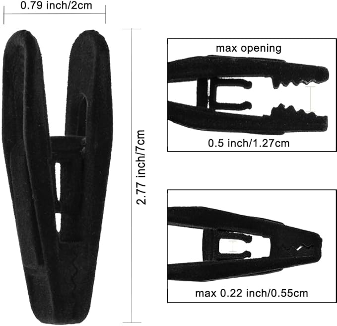 Hanger Clips for Velvet Hangers, 40 Pack Velvet Clips Strong Finger Clips Perfect for Pants, Black