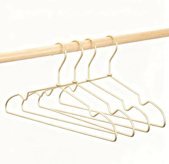 12.6" Matte Gold Metal Kids Baby Hangers, 10Pack, Non Slip, Suit for Coated Wire Children Clothes Hangers, Closet Storage,Retail Display Space Saving for Toddler Coats Infant Hangers