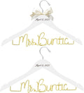 2 Pcs Personalized Wedding Hangers, Mr & Mrs Custom Hangars Name for Bride and Groom, Wooden Dress Hanger, 4 Colors Wedding Hangers for Bridal Shower, Engagement, Anniversary, Bridesmaid Gift