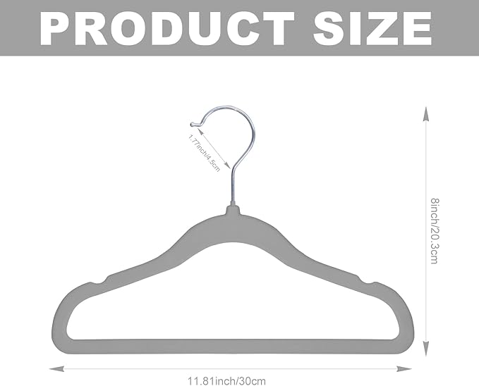 GoodtoU Kids Velvet Hangers 50 Pack, Non Slip Baby Hangers for Closet Children's Clothes Hangers Felt Clothes Hanger for Infant/Toddler (Grey 50Pack)