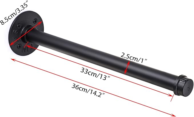 Sumnacon 2 Pack 14 Industrial Pipe Wall Mounted Clothing Rack Bar -- Metal Garment Bracket Frame