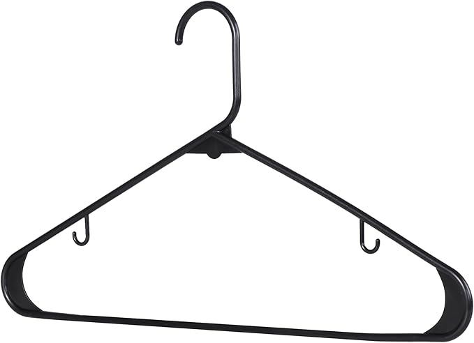 ZENY Plastic Hangers 100 Pack - Clothes Hanger with Hooks - Skirt Hangers - Durable & Space Saving Coat Hanger - Hangers for Coats, Skirts, Pants, Dress (Black)