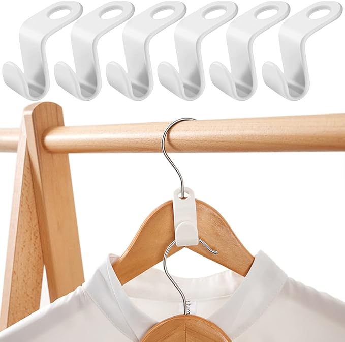 60 Pcs Clothes Hanger Connector Hooks,Plastic Cascading Hanger Hooks Extender Clips,Wardrobe Clothing Hangers Connection Hooks for Organizer Closet Cabinet Space Savers Hangers, White