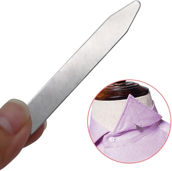 GSHLLO 8 Pcs 4 Sizes Metallic Collar Stays Metal Collar Inserts Formal Shirt Collar Stiffeners Supports Stainless Steel Collar Stays for Men